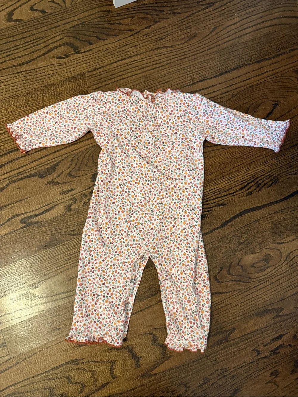 Kissy Kissy Orange Floral Pima Cotton Ruffle Playsuit 9M